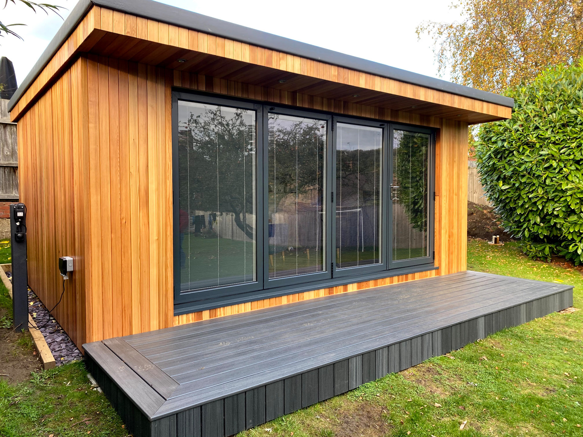 Bifold doors with integral blinds sealed inside the glass, installed by WGS Glazing