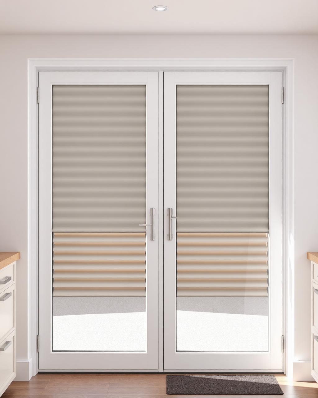 Integral blinds fully closed inside kitchen door glass units