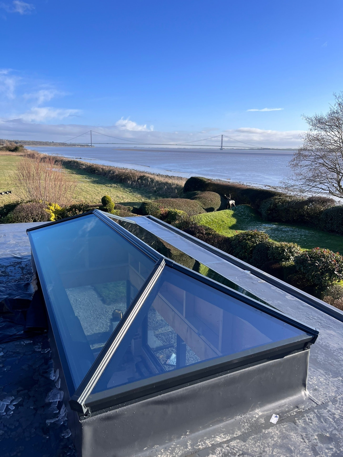 Korniche roof lantern overlooking the Humber, installed by WGS Glazing