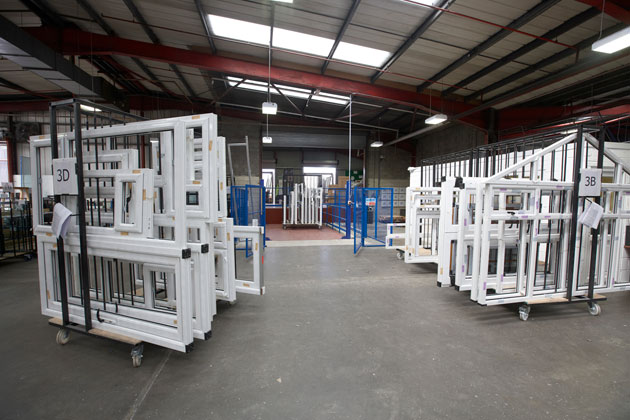 Trade delivery fleet loaded with windows and doors ready for supply to installers